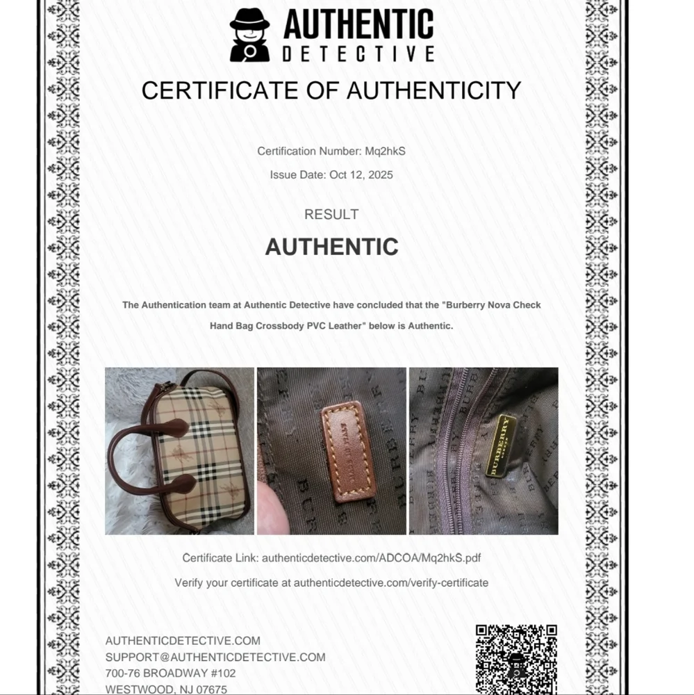 BurberryBurberry Nova Check Hand Bag, Crossbody Pvc Leather, Authentic. w/COA - Picture 16 of 16